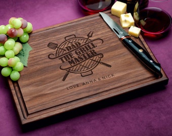 Handmade Cutting Board Personalized Dad The Grill Master Design #510 - Father's Day and BBQ Season Customized Gifts