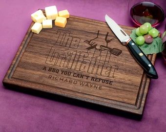 Handmade Cutting Board Personalized The GrillFather Design #512 - BBQ and Father's Day Customized Gifts