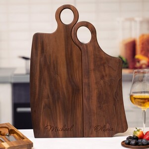 Personalized Handmade Mr. and Mrs. Cutting, Cheese Board Set, Handle for Kitchen, His and Hers, Romeo & Juliet Gift For Anniversary, Wedding