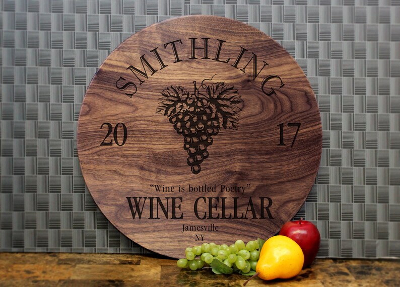 Personalized Hardwood Wine Cellar Sign Custom Established Etsy
