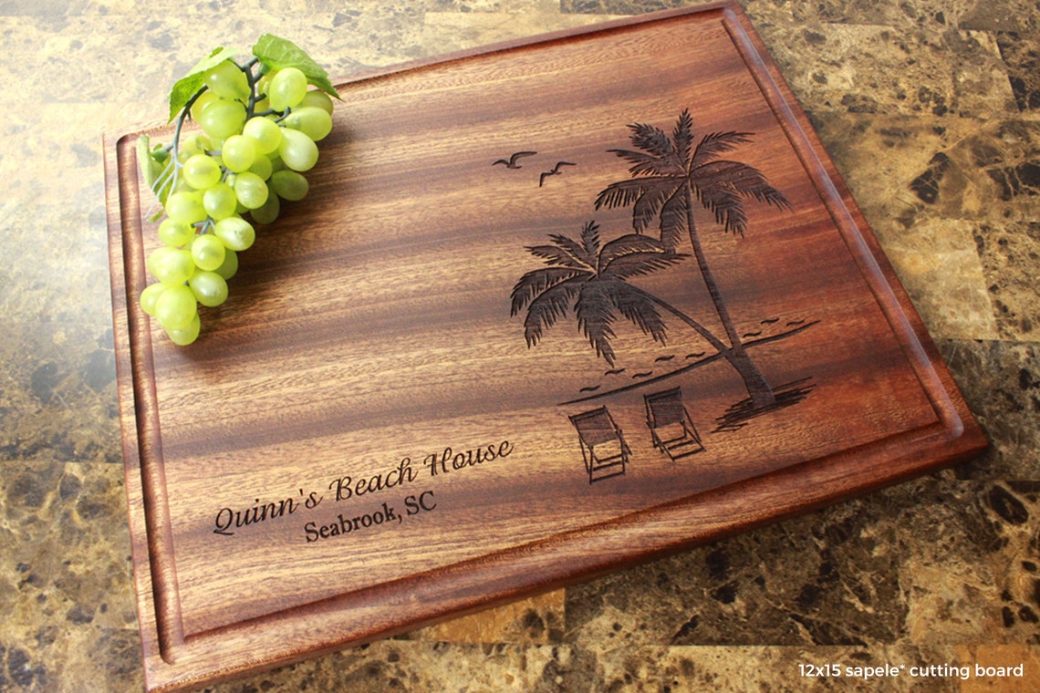 Personalized Engraved Cutting Board with Palm Trees and Beach Etsy