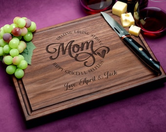 Mother's Day Unique Gift Handmade Cutting Board Personalized Mom Design #117 - Thoughtful Mom's Gifts