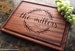 Handmade Cutting Board Personalized Farmhouse Wreath Design #413-Wedding & Anniversary Gift for Couples-Housewarming and Closing Present 