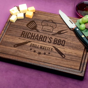 Handmade Cutting Board Personalized Grill Master Design 514 Unique Gifts for Father's Day image 9