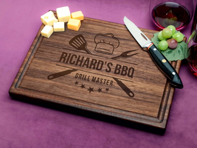 Handmade Cutting Board Personalized Grill Master Design 514 Unique Gifts for Father's Day image 9