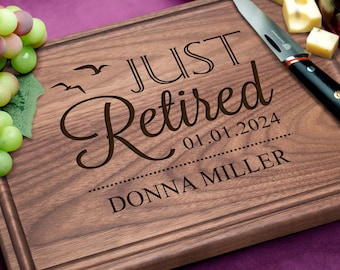 Handmade Personalized Retirement Cutting Board #992, Appreciation Gift, Retirement Celebration Gift, Goodbye Gift for Colleague, Employee