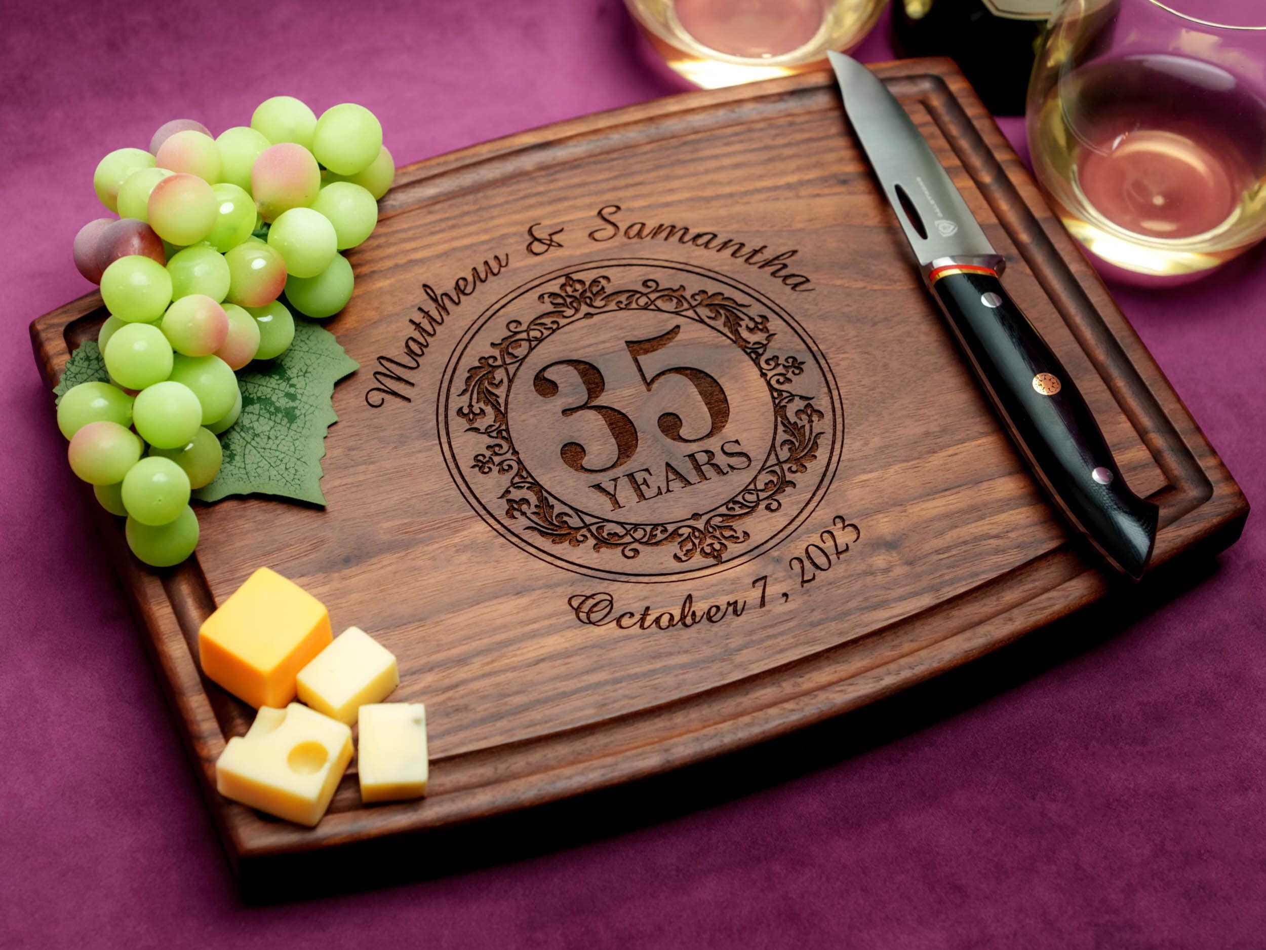 50th Wedding Anniversary Gifts For Couple - Custom Cheese Board Makes –