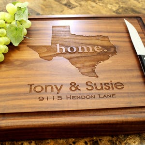 Handmade Chopping Block Personalized State Silhouette Design #602-Wedding & Anniversary Gift for Couples-Housewarming and Closing Present