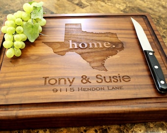 Handmade Chopping Block Personalized State Silhouette Design #602-Wedding & Anniversary Gift for Couples-Housewarming and Closing Present