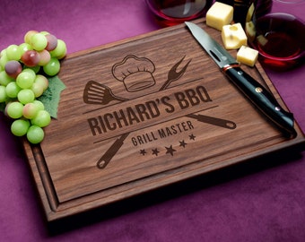 Handmade Cutting Board Personalized Grill Master Design #514 - Unique Gifts for Father's Day