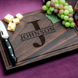 Handmade Cutting Board Personalized Monogram Name Design #201-Wedding & Anniversary Gift for Couples-Housewarming and Closing Present