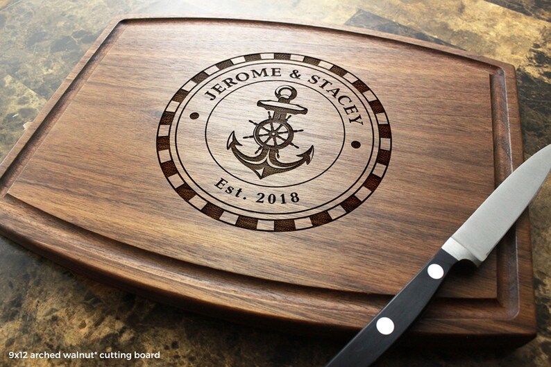 Nautical Anchor Keepsake Cutting Board Personalized Engraved Etsy