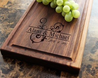 Handmade Cheese Board Personalized Artistic Swirl Design #206-Wedding & Anniversary Gift for Couples-Housewarming and Closing Present