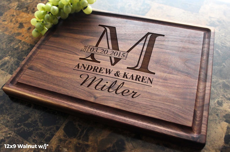 Handmade Cutting Board Personalized Classic Monogram Design #003-Wedding & Anniversary Gift for Couples-Housewarming and Closing Present 
