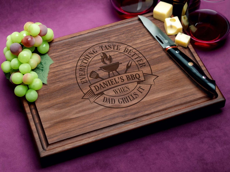 Handmade Cutting Board Personalized Dad's Grill Design 515 Father's Day Gifts for Grill Masters zdjęcie 8
