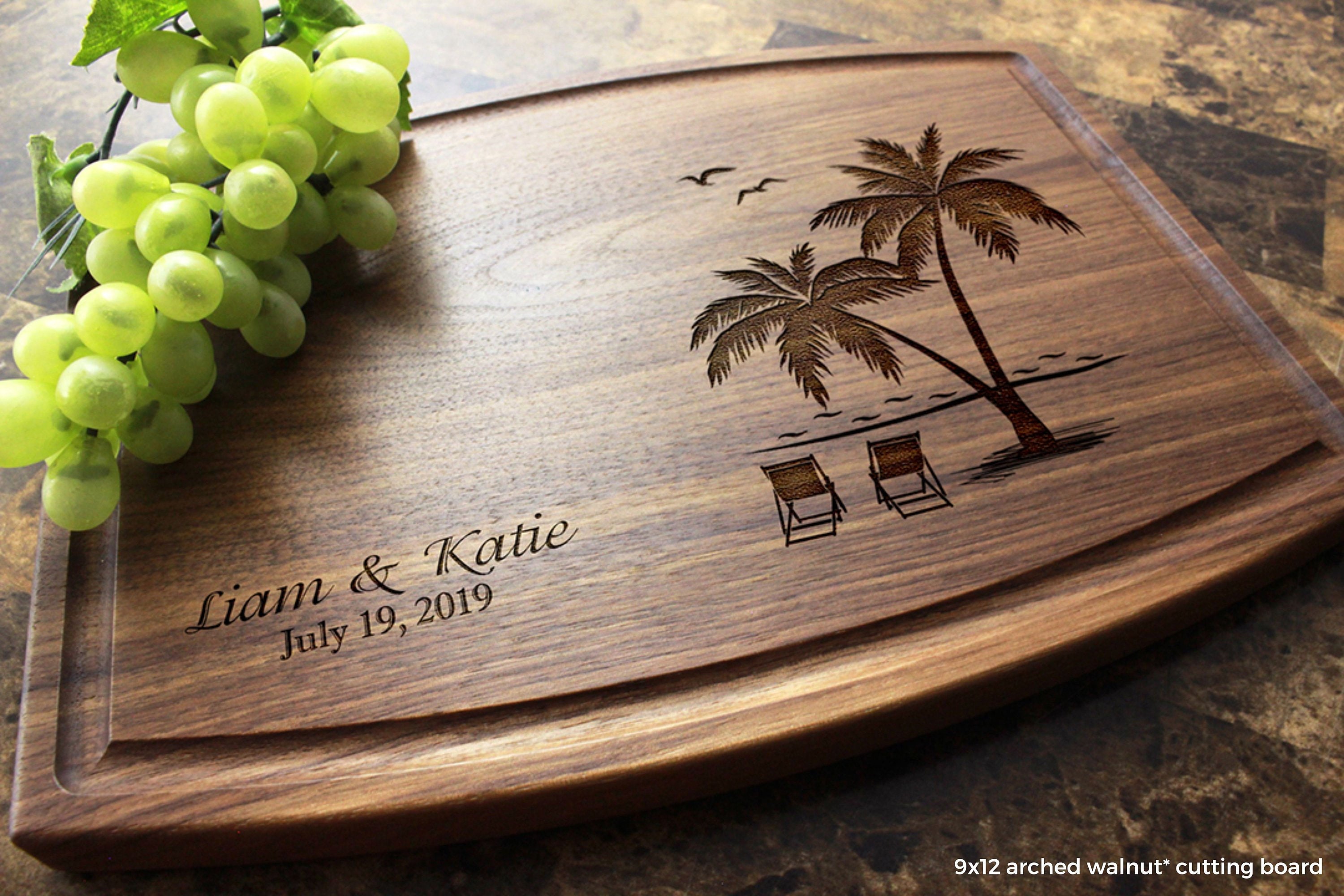 Personalized Engraved Cutting Board with Palm Trees and Beach Etsy
