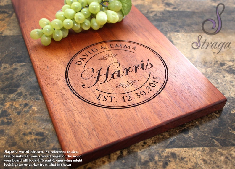 Personalized Engraved Cheese Board With Round Stamp Design Etsy