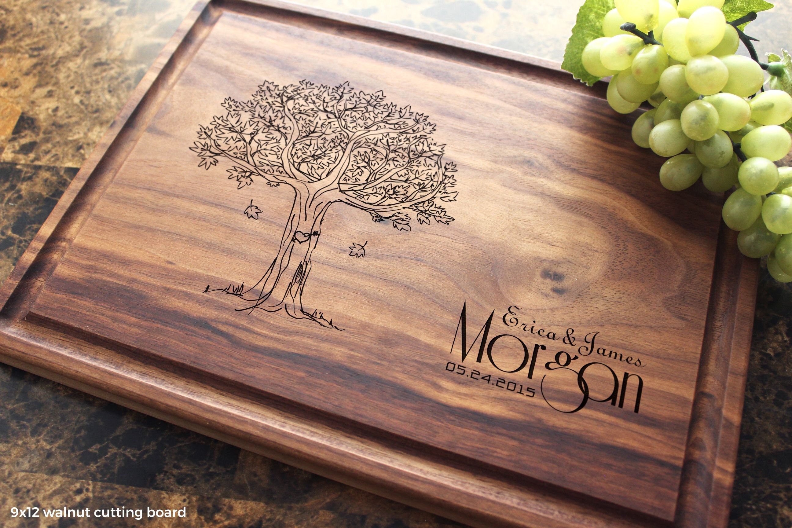 Personalized Engraved Cutting Board with Tree Design for Etsy