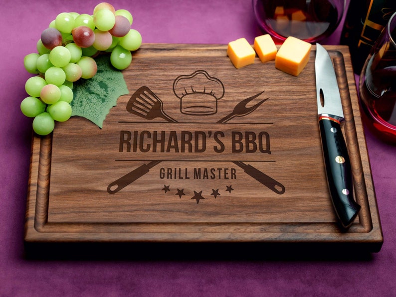 Handmade Cutting Board Personalized Grill Master Design 514 Unique Gifts for Father's Day image 8