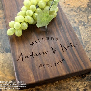 Handmade Cheese Board Personalized Round Script Design 026-Wedding & Anniversary Gift for Couples-Housewarming and Closing Present image 3