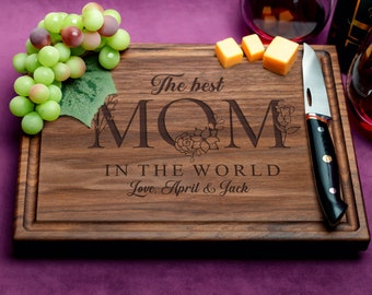 The Best Mom in the World-Handmade Cutting Board Personalized with Design #110Unique Gifts for Mother's Day, Thoughtful Presents for Mothers