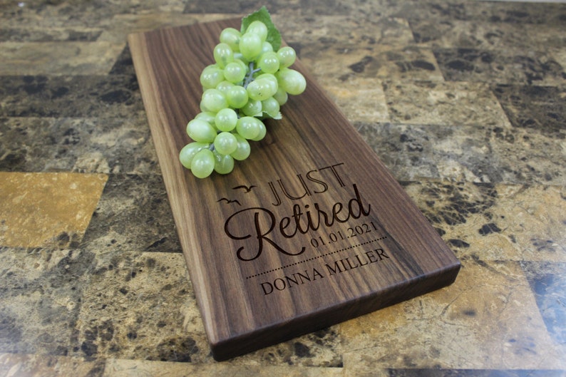 Handmade Cheese Board Personalized Modern Retirement Design #992-Wedding & Anniversary Gift for Couples-Housewarming and Closing Present 