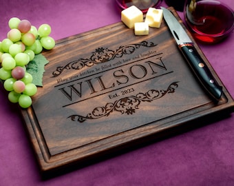Handmade Cutting Board Personalized Rustic Quote Design #301-Wedding & Anniversary Gift for Couples-Housewarming and Closing Present