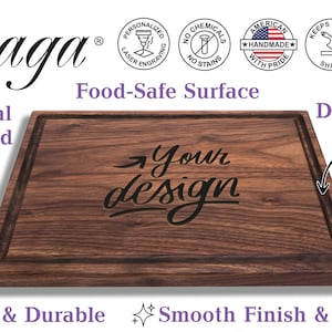 Each board  made by Straga is 100% Real Hardwood, Food-Safe Surface, has a deep juice groove and smooth finish with edges, thick & durable.