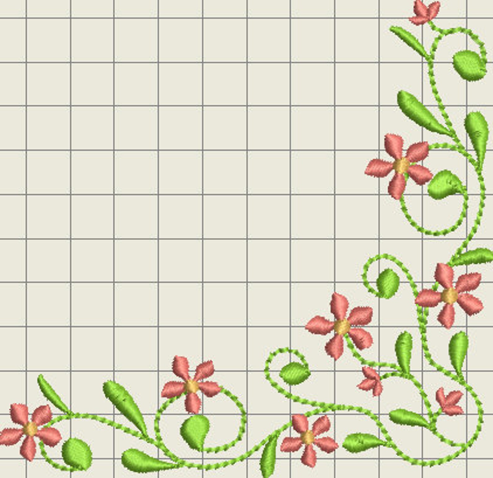 Machine Embroidery Design Flower Corner Border Digital Download File