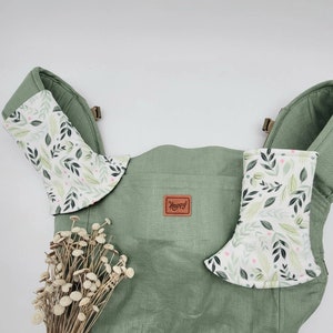 Curved Drool Pads, White Eucalyptus And Sage Fabric. Curved Pads Fits Tula, Artipoppe, Sakura Bloom, Ergo, Happy Baby & Many Other Brands.