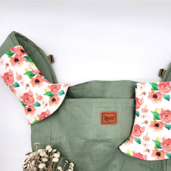 Curved Pads, Coral Watercolor Florals, Lined in Waterproof PUL.  Fits Artipoppe, Tula, Happy, Ergo, Sakura Bloom and Many Other Brands.