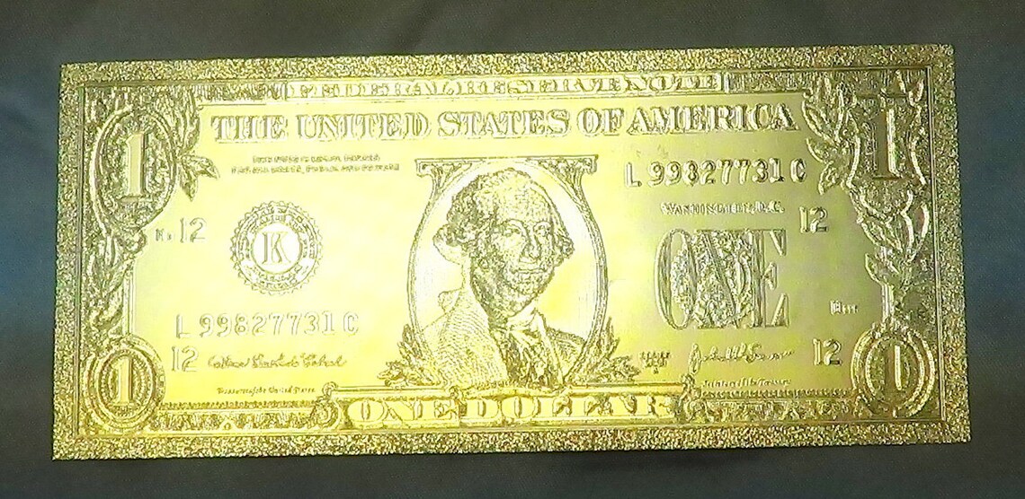 Novelty 24K GOLD Plated Foil one Dollar Bill Collectible Etsy