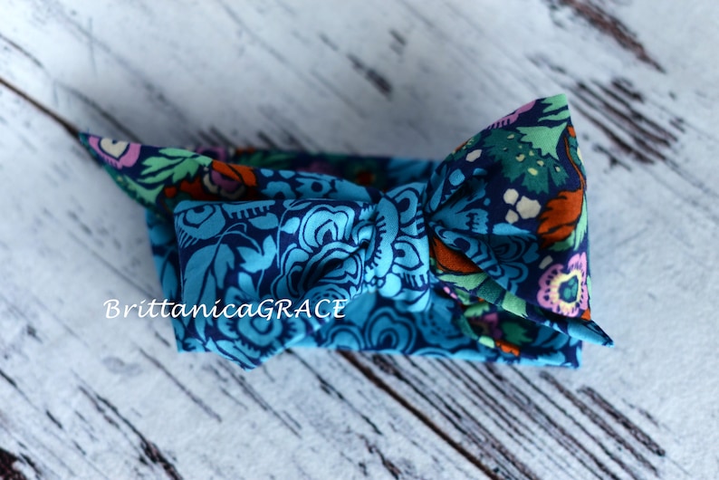 Blue Head Wrap; Colorful Head Wrap; Boho; Baby Headband; Newborn Headband; Toddler Headband; Headwrap; Fabric Headwrap TROPICAL Head Wrap