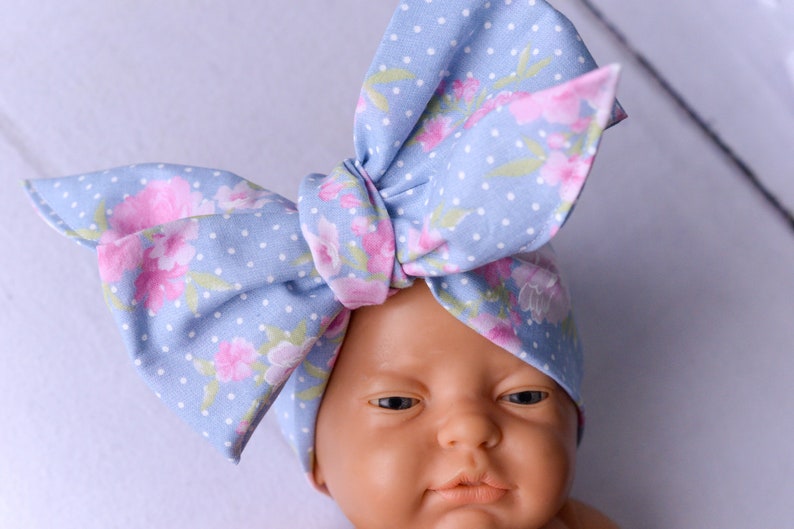 PRETTY FLOWER Head Wrap flower head wrap; blue head wrap; spring head wrap; boho; newborn bow; hair accessories; hair bows; photo props