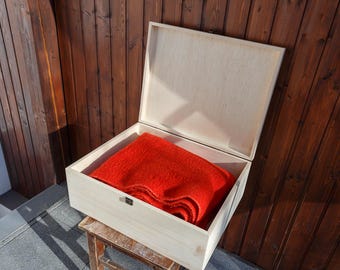 Förvaringslåda i obehandlat furuträ: DIY-pyssel och filtlåda (50x40x20cm)