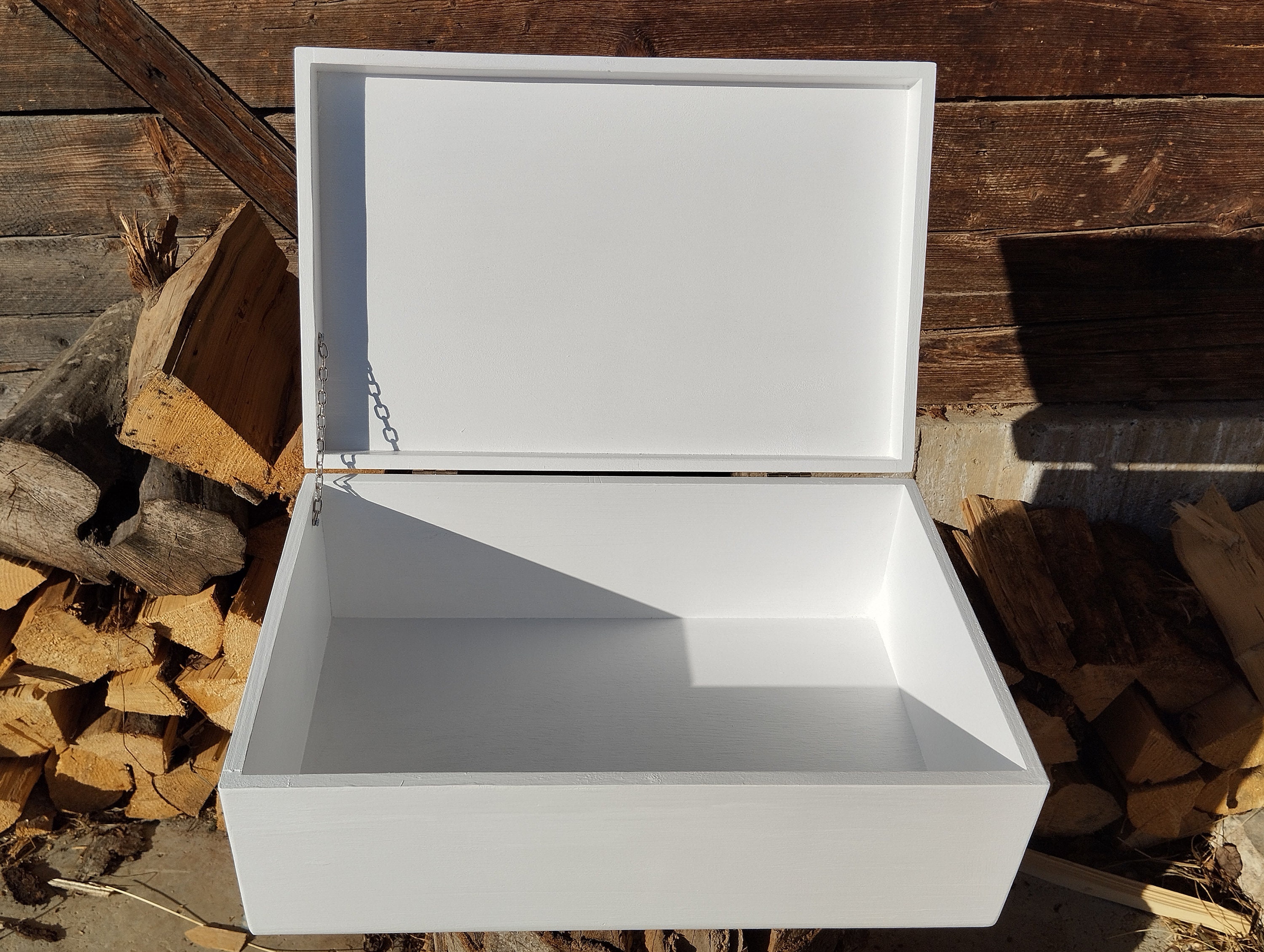 Woiworco Caja de madera extra grande, 13 x 10 x 6.5 pulgadas, cajas de  madera de pino natural sin terminar con tapa con bisagras y cierre frontal  para