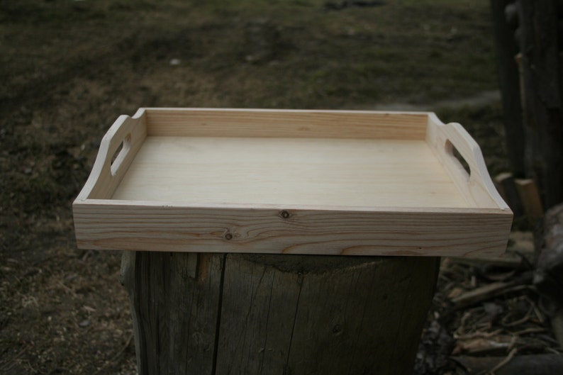 Unfinished Wood Serving Tray Ottoman Tray Rustic Serving Tray Etsy