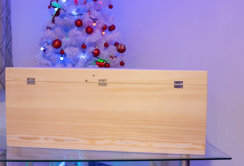 Pu&ograve; includere: Una scatola di legno per la conservazione con un coperchio incernierato e due cerniere in metallo. La scatola &egrave; realizzata in legno chiaro e ha una finitura naturale.