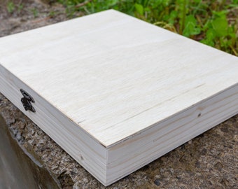 Grande scatola di legno incompiuta per decupage. Progetto fai-da-te.31x24x5cm