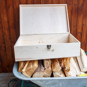Caixa de madeira inacabada para baú de armazenamento Projete seu baú para caixa de cartão de casamento com fecho de trava Design Craft Storage Solution Box para DIY