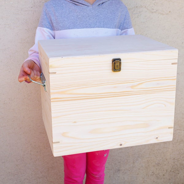 Unfinished Wood Box With Hinges box--decorative /13X10X12 INCH 34X26X30 CM INTERIOR big lid box/ammo box wood board catan game storage