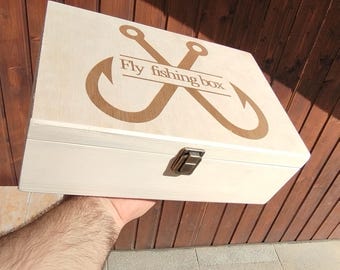 Personalized Fly Fishing Box: Engraved Wooden Keepsake