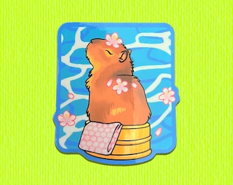 Capybara Onsen Hot Springs Waterproof Vinyl Sticker