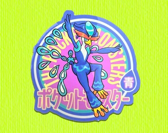 Japanese Gameboy-Inspired Pokemon Quaquaval Waterproof Vinyl Sticker