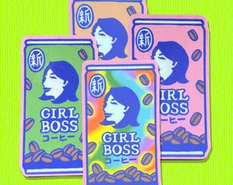 Girl Boss Coffee Suntory Japanese Drink Waterproof Sticker
