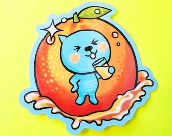 Qoo Orange Coca Cola Japanese Drink Waterproof Sticker