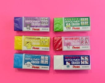 Sanrio Hello Kitty Cinnamaroll Keroppi My Melody Pompompurin Kuromi Pentel Erasers