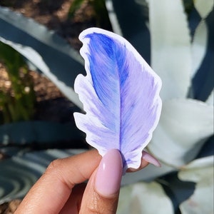 1 Clear Vinyl Decal- Blue feather Boho Watercolor Design- Laptop, Phone Case Decal Sticker, water resistant