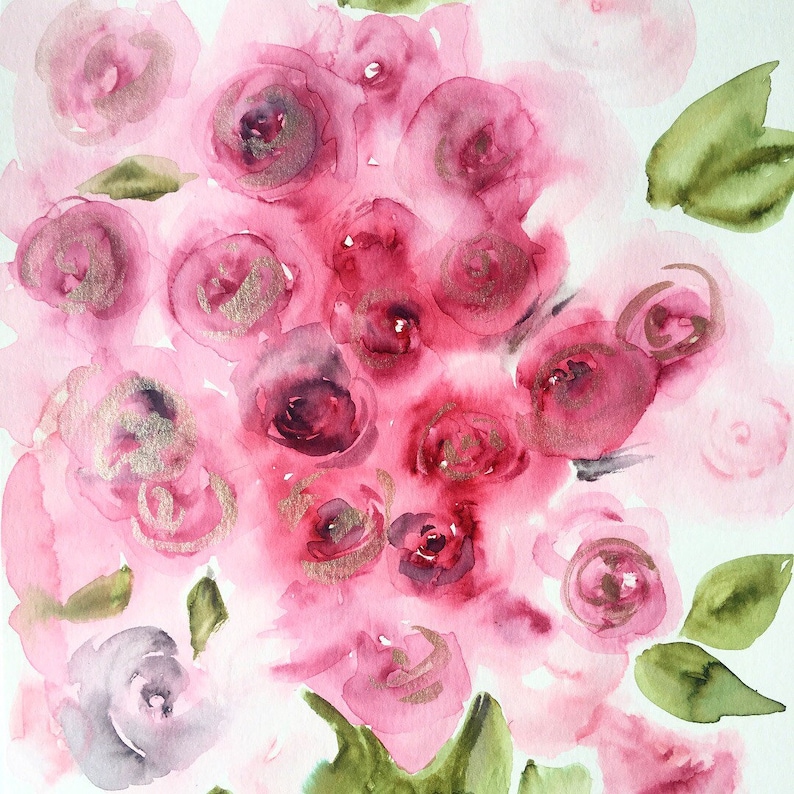 Original Art Hand Painted Custom Floral Watercolor Painting Flower Illustration