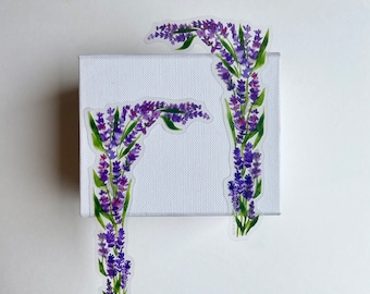 SET OF 2 Clear Vinyl Right/Left Corner Decal- Lavender, purple flowers, floral, Watercolor Laptop, Phone Case Sticker, water resistant